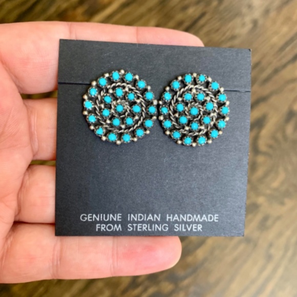Native American Jewelry - NEW! Zuni Sleeping Beauty Turquoise Earrings